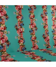 Guirnaldas flores fondo turquesa