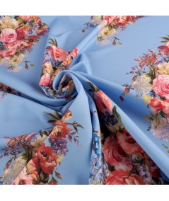 Ramos de flores sobre fondo azul