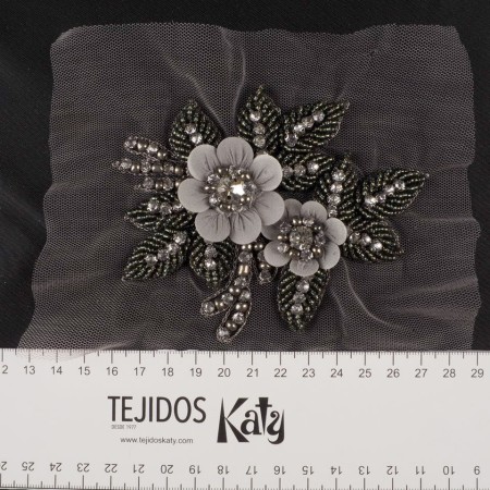 Aplique flor gris luna