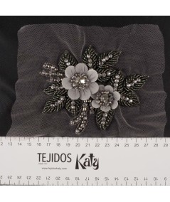 Aplique flor gris luna