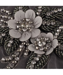 Aplique flor gris luna