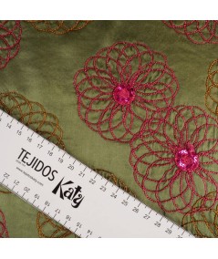 Raso verde  bordado