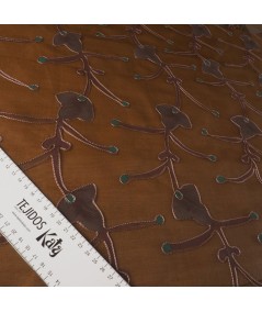 Organza de seda bordada