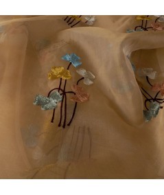 Organza de seda bordada flores