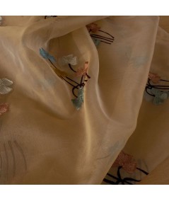 Organza de seda bordada flores