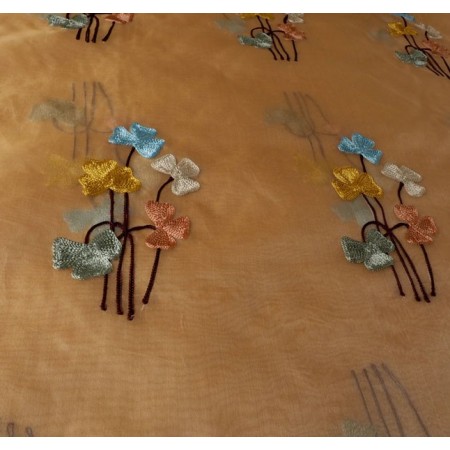 Organza de seda bordada flores