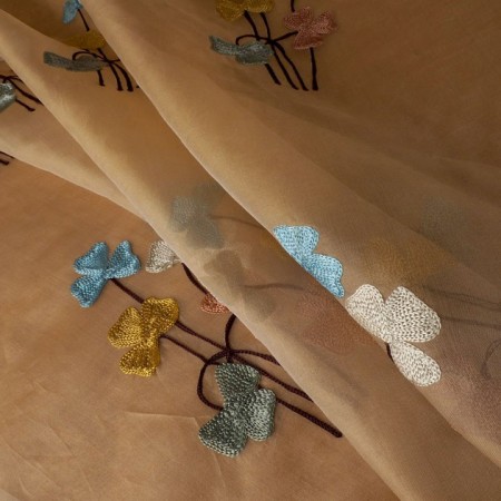 Organza de seda bordada flores