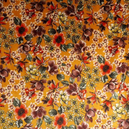 Terciopelo elástico flores amarillo