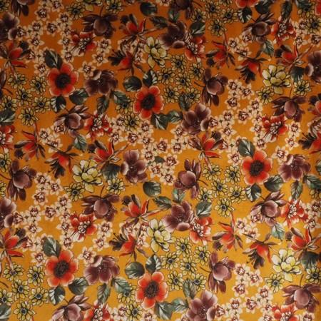Terciopelo elástico flores amarillo