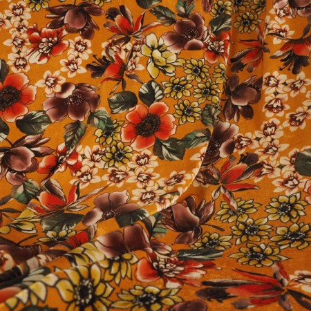 Terciopelo elástico flores amarillo