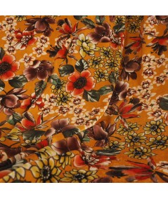 Terciopelo elástico flores amarillo