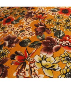 Terciopelo elástico flores amarillo