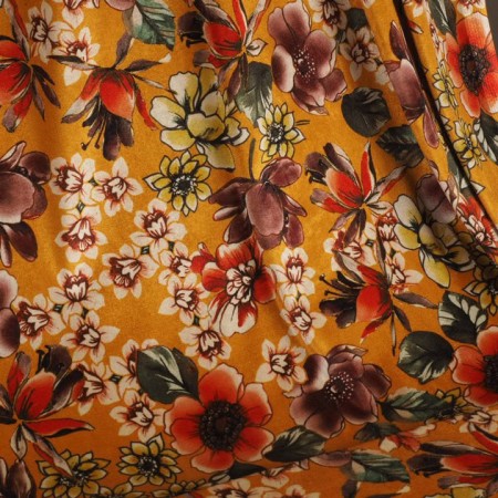 Terciopelo elástico flores amarillo