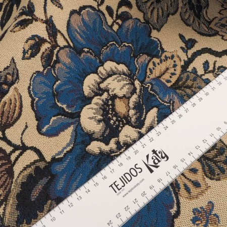 Jacquard tapicero flores azules