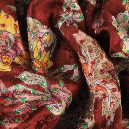 Jacquard bordado castaño