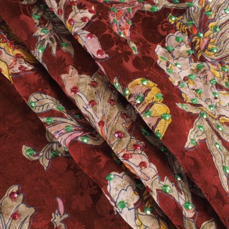 Jacquard bordado castaño