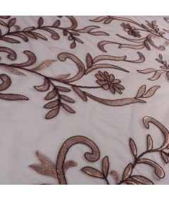 Tul bordado rosa palo