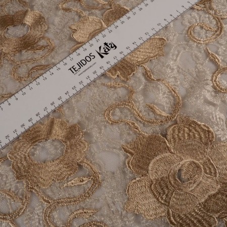 Tul bordado beige