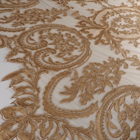 Tul bordado art deco beige
