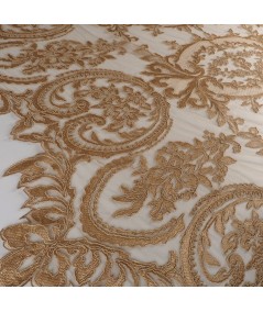 Tul bordado art deco beige