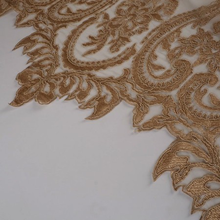 Tul bordado art deco beige