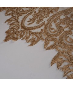 Tul bordado art deco beige