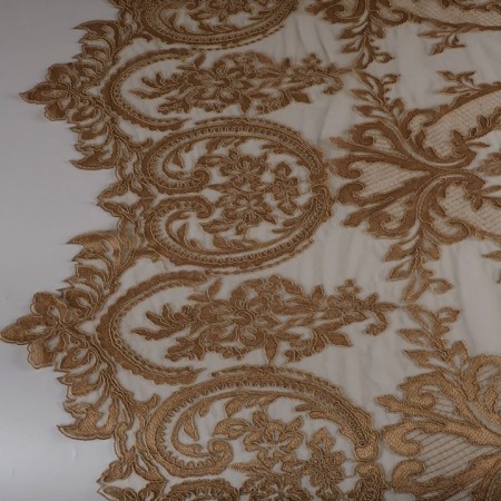 Tul bordado art deco beige