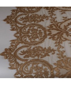 Tul bordado art deco beige