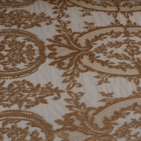 Tul bordado art deco beige