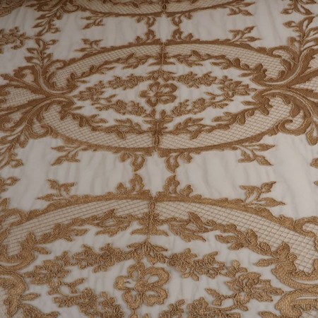 Tul bordado art deco beige