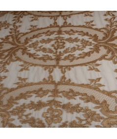 Tul bordado art deco beige