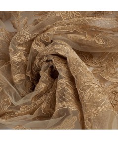 Tul bordado art deco beige