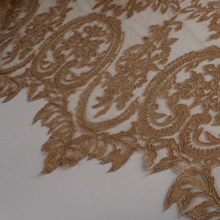 Tul bordado art deco beige