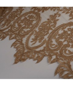 Tul bordado art deco beige