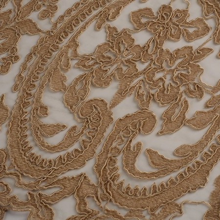 Tul bordado art deco beige