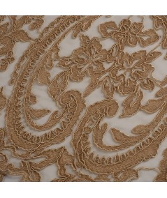Tul bordado art deco beige