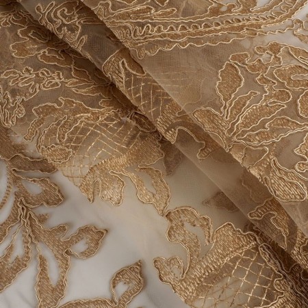 Tul bordado art deco beige