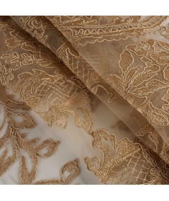 Tul bordado art deco beige