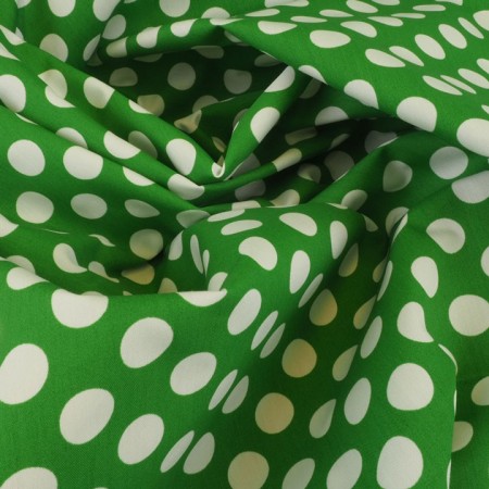 Popelina de lunares verde y blanco