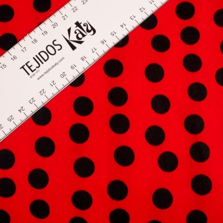 Popelina de lunares rojo y negro