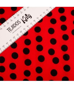 Popelina de lunares rojo y negro