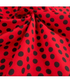 Popelina de lunares rojo y negro