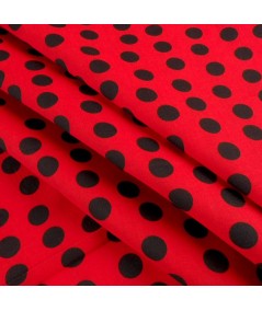 Popelina de lunares rojo y negro