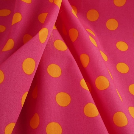 Popelina de lunares rosa y amarillo