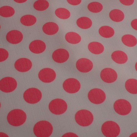 Popelina de lunares blanco y rosa