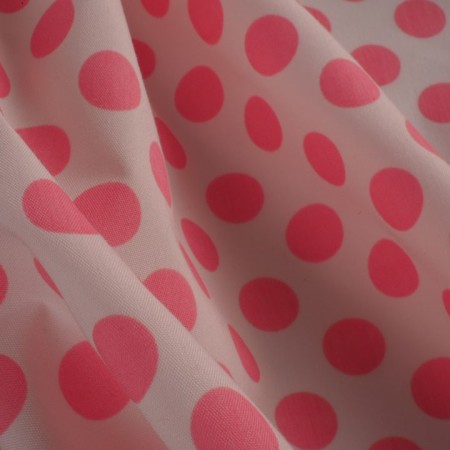 Popelina de lunares blanco y rosa
