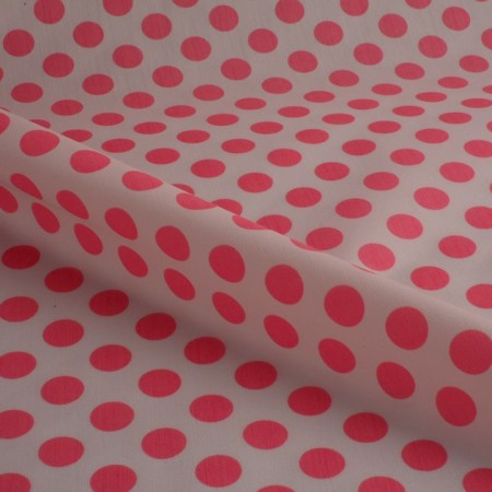 Popelina de lunares blanco y rosa