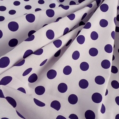 Popelina de lunares blanco y violeta