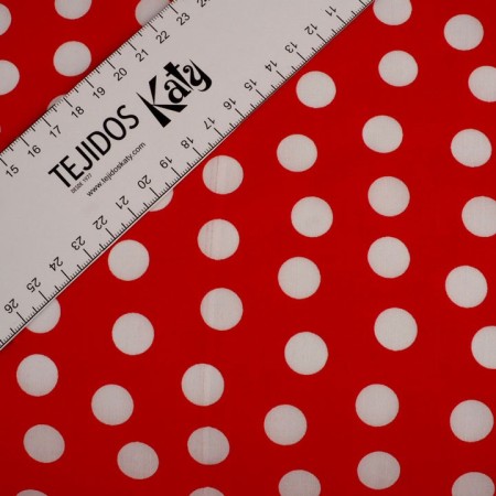 Popelina de lunares rojo y blanco