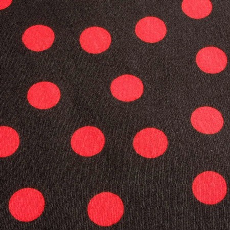Popelina de lunares negro y rojo
